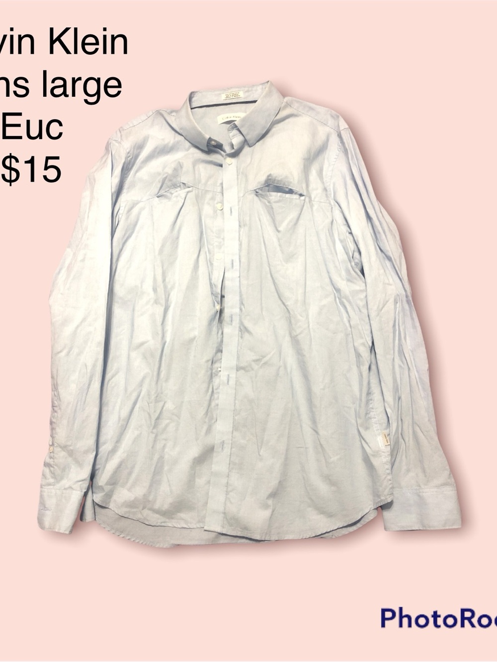 Calvin Klein Pale Blue Men's Button-Front Dress Shirt